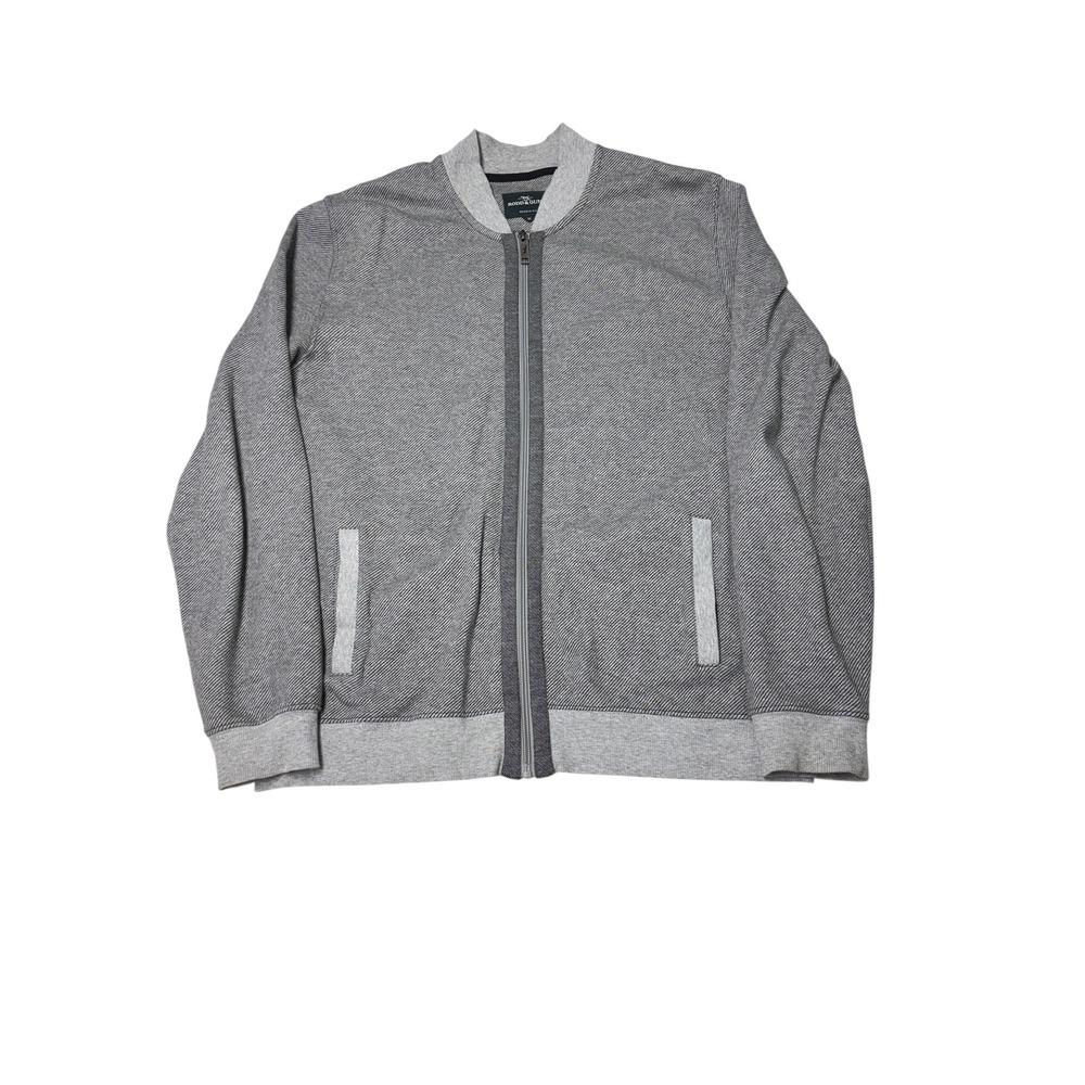 Rodd &โ Gunn Mens Sports Fit Full Zip Bomber Jacket Grey Size M Cotton Blend